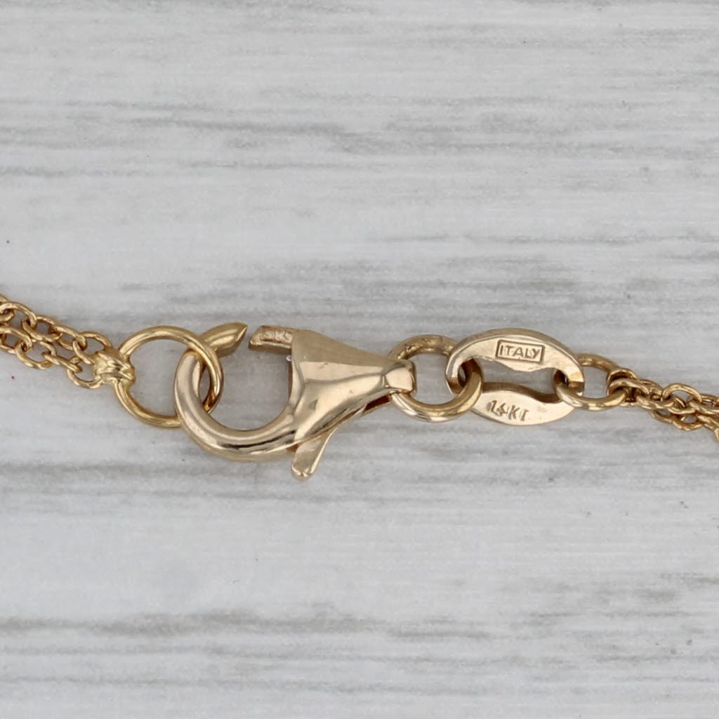 Gray Mother of Pearl Flower Pendant Bead Station Necklace 14k Yellow Gold 16.75"
