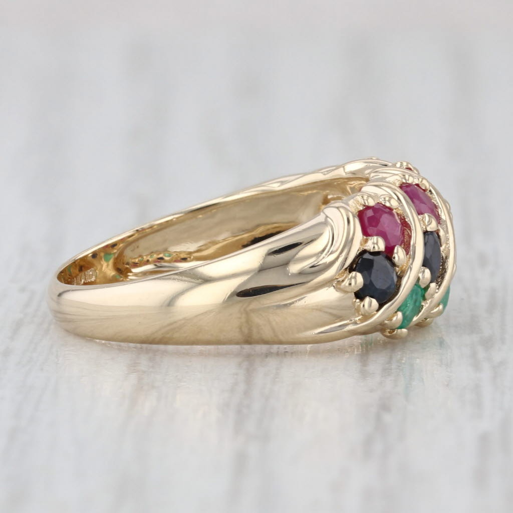 1.12ctw Ruby Sapphire Emerald Ring 14k Yellow Gold Size 7