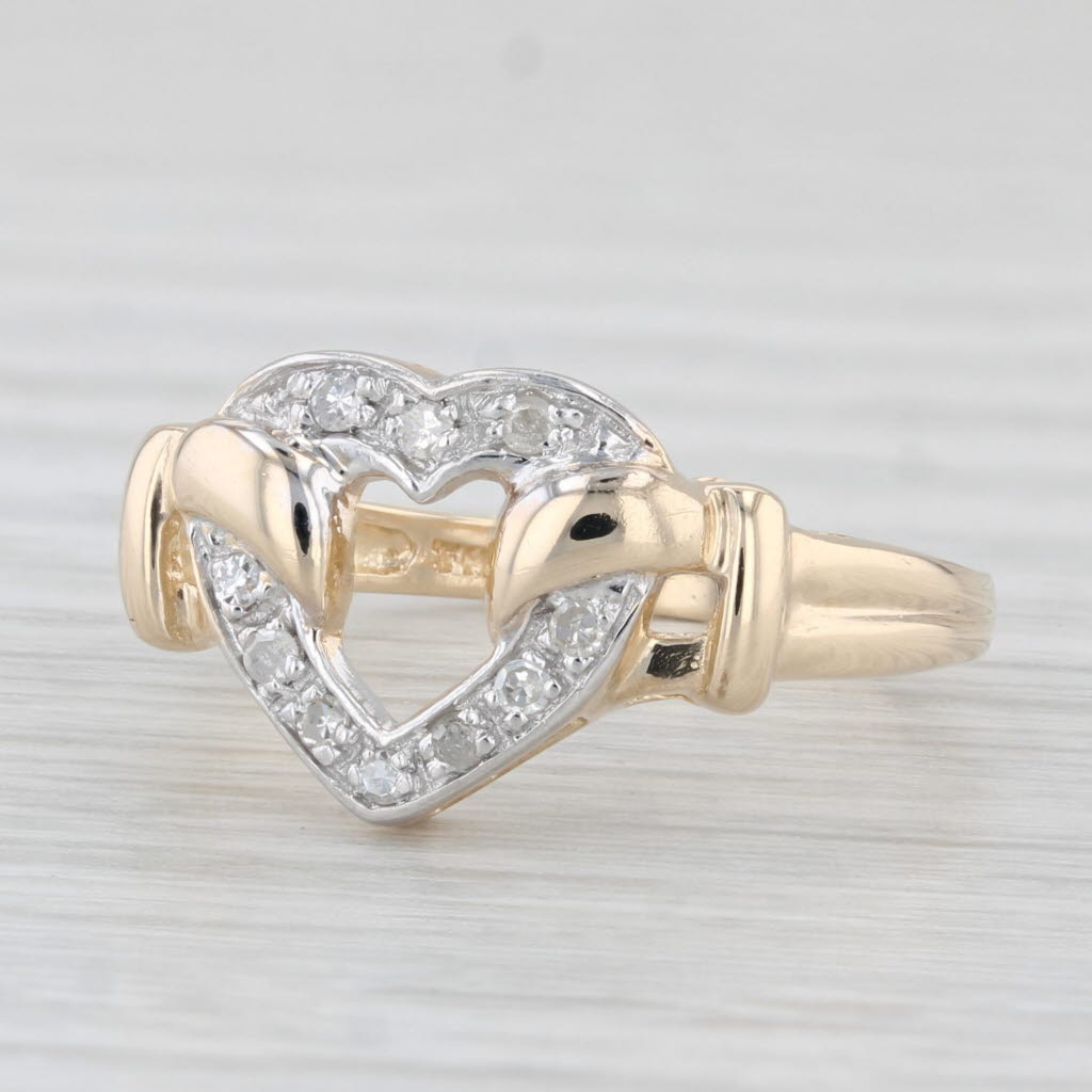 Light Gray Diamond Open Heart Ring 10k Gold Size 7.25 Women's Gift Keepsake