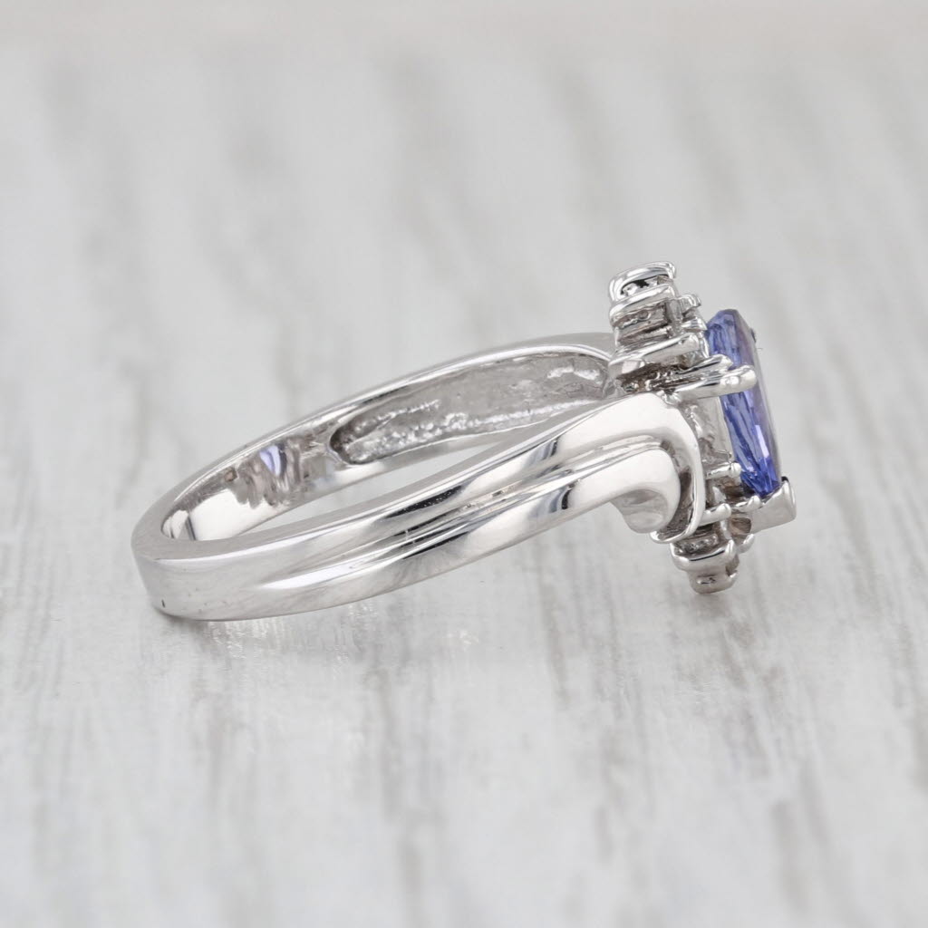 0.64ctw Pear Tanzanite Diamond Halo Ring 14k White Gold Enagement