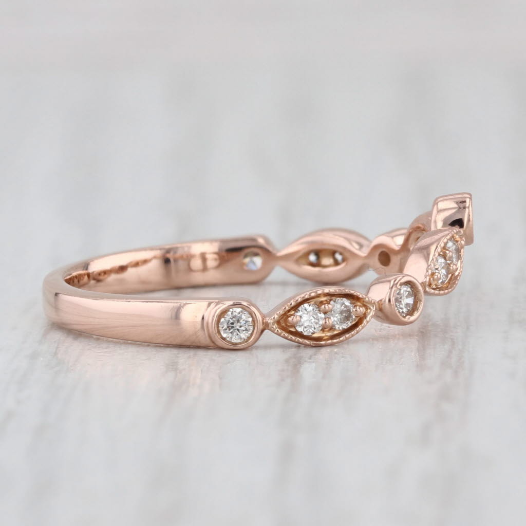 0.25ctw Contoured Diamond Ring 14k Rose Gold Stackable Wedding Band Guard Sz 8.5
