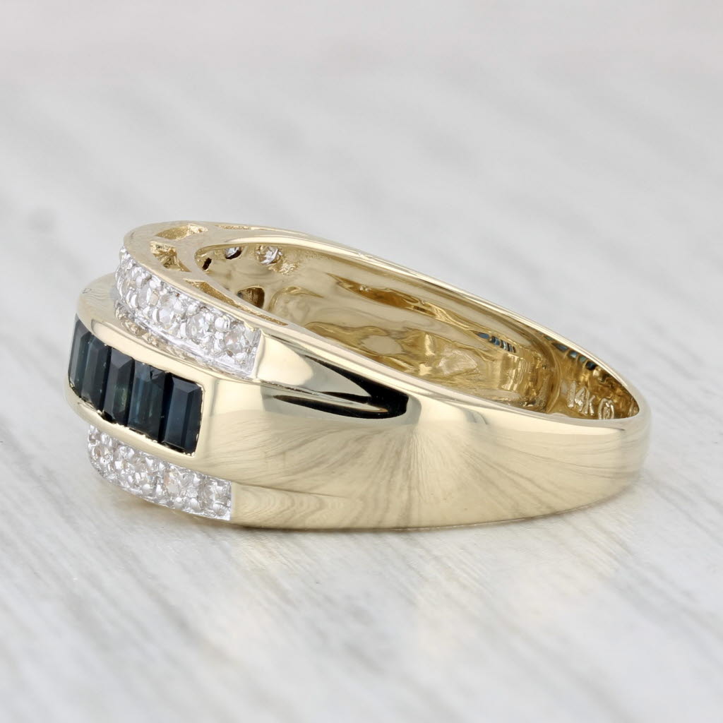 Light Gray 1.49ctw Blue Sapphire Diamond Ring 14k Yellow Gold Size 8 Band