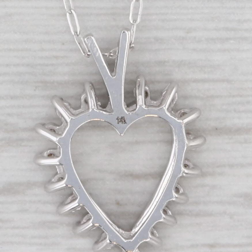 Gray 0.12ctw Diamond Framed Open Heart Pendant Necklace 14k Gold 16" Cable Chain