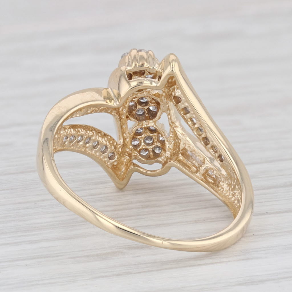 Light Gray 0.40ctw Diamond Clusters Bypass Ring 10k Yellow Gold Size 9.5