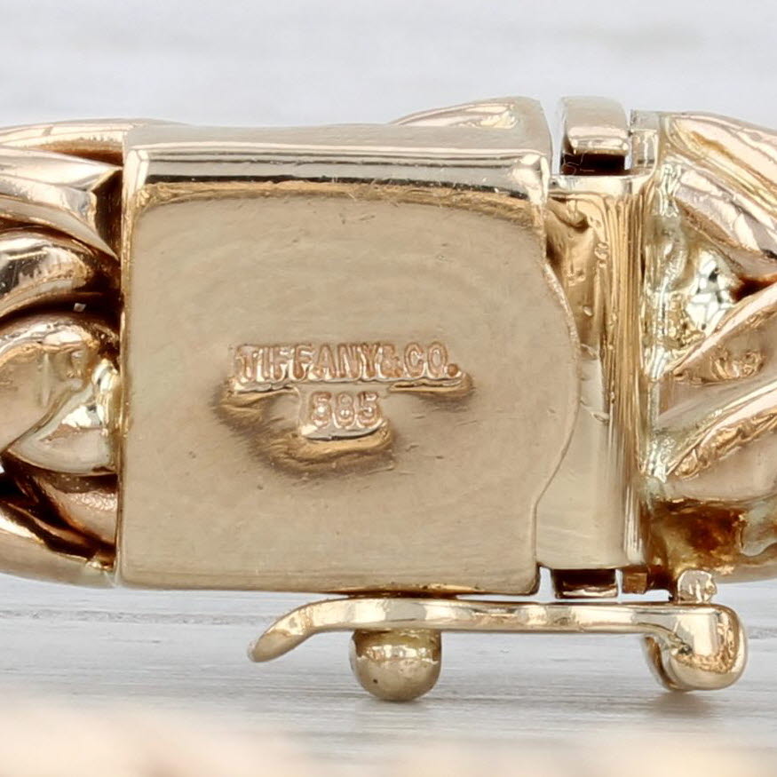 Tan Tiffany & Co 6.5" 9.7mm Russian Braid Chain Bracelet 14k Yellow Gold