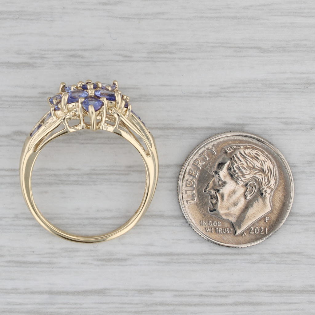 Gray 1.56ctw Tanzanite Flower Cluster Ring 14k Yellow Gold Size 7.25