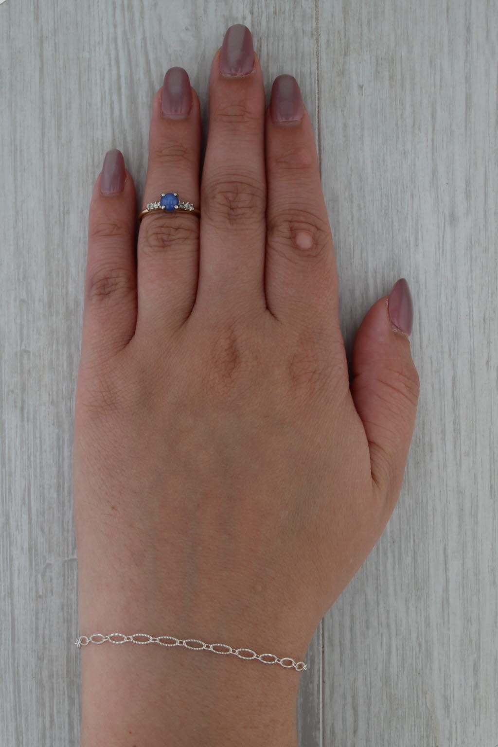 Linde Blue Lab Created Star Sapphire Diamond Ring 14k Yellow Gold Size 5
