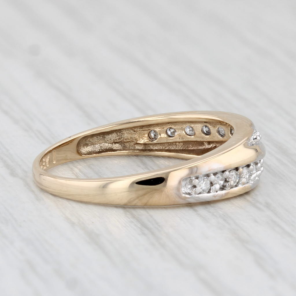 Light Gray 0.24ctw Diamond Bypass Ring 10k Yellow Gold Stackable Wedding Band Size 8