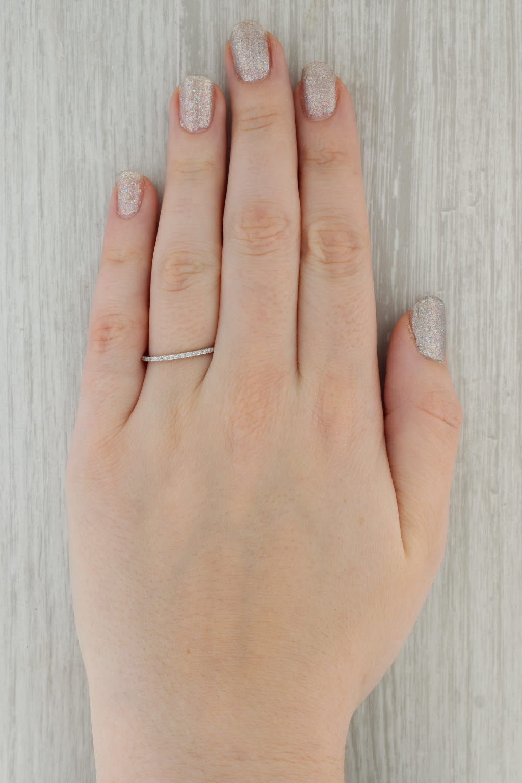 Dark Gray 0.15ctw Diamond Stackable Ring 10k White Gold Size 8.25 Wedding Band