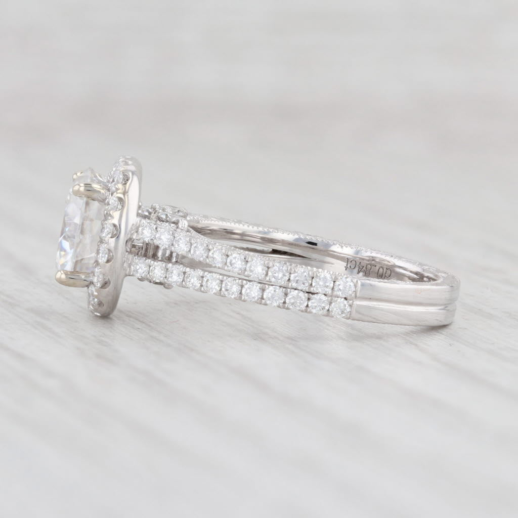 Light Gray New 2.6ctw Round Moissanite Halo Semi Mount Engagement Ring 14k White Gold