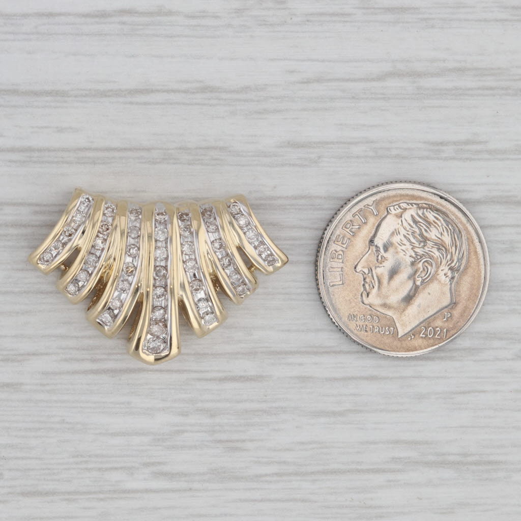 Gray 0.55ctw Scalloped Graduated Slide Pendant 14k Yellow Gold