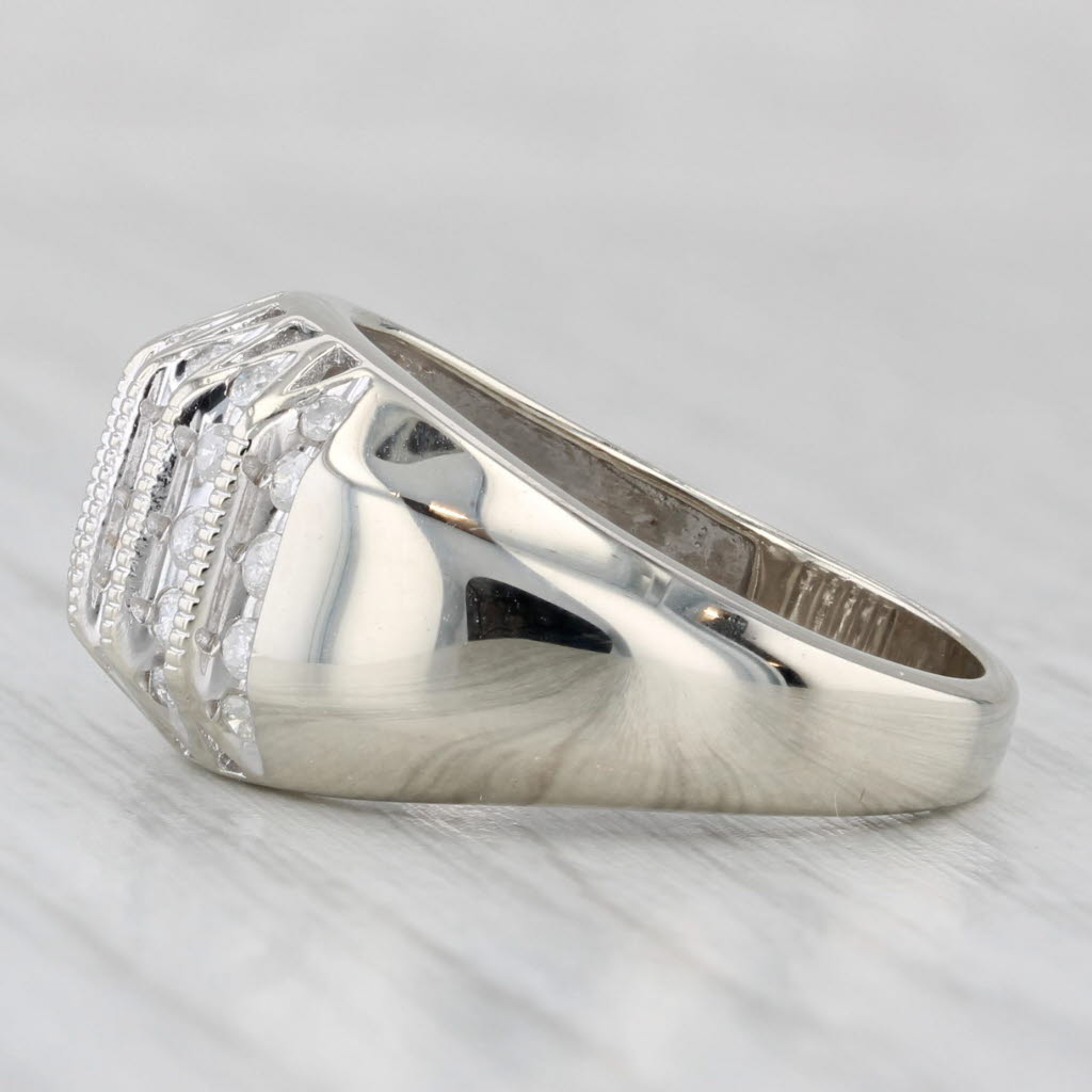 Light Gray 0.38ctw Diamond Rows Ring 10k White Gold Size 7.25