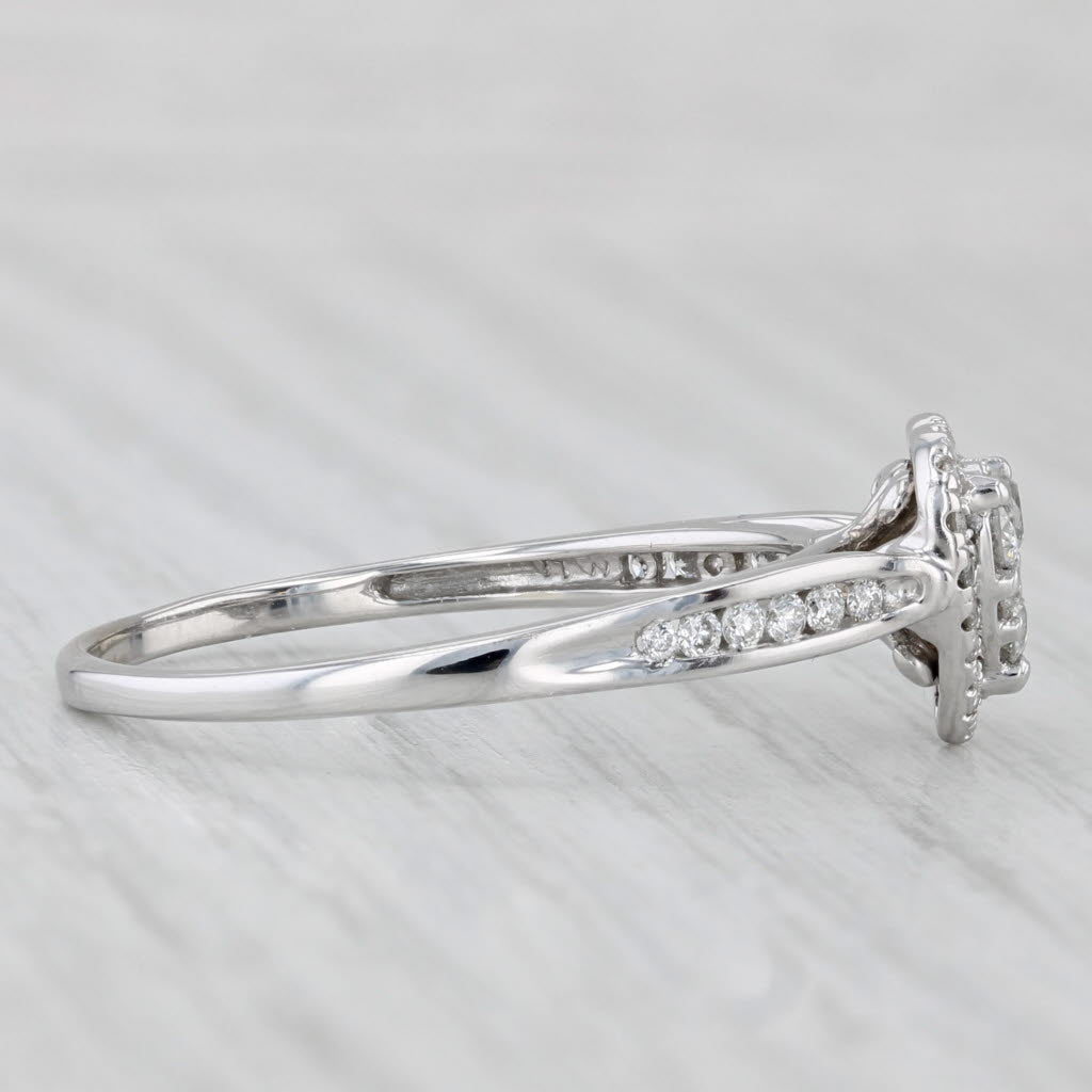 Light Gray 0.36ctw Diamond Cluster Heart Halo Ring 14k White Gold Engagement Size 10
