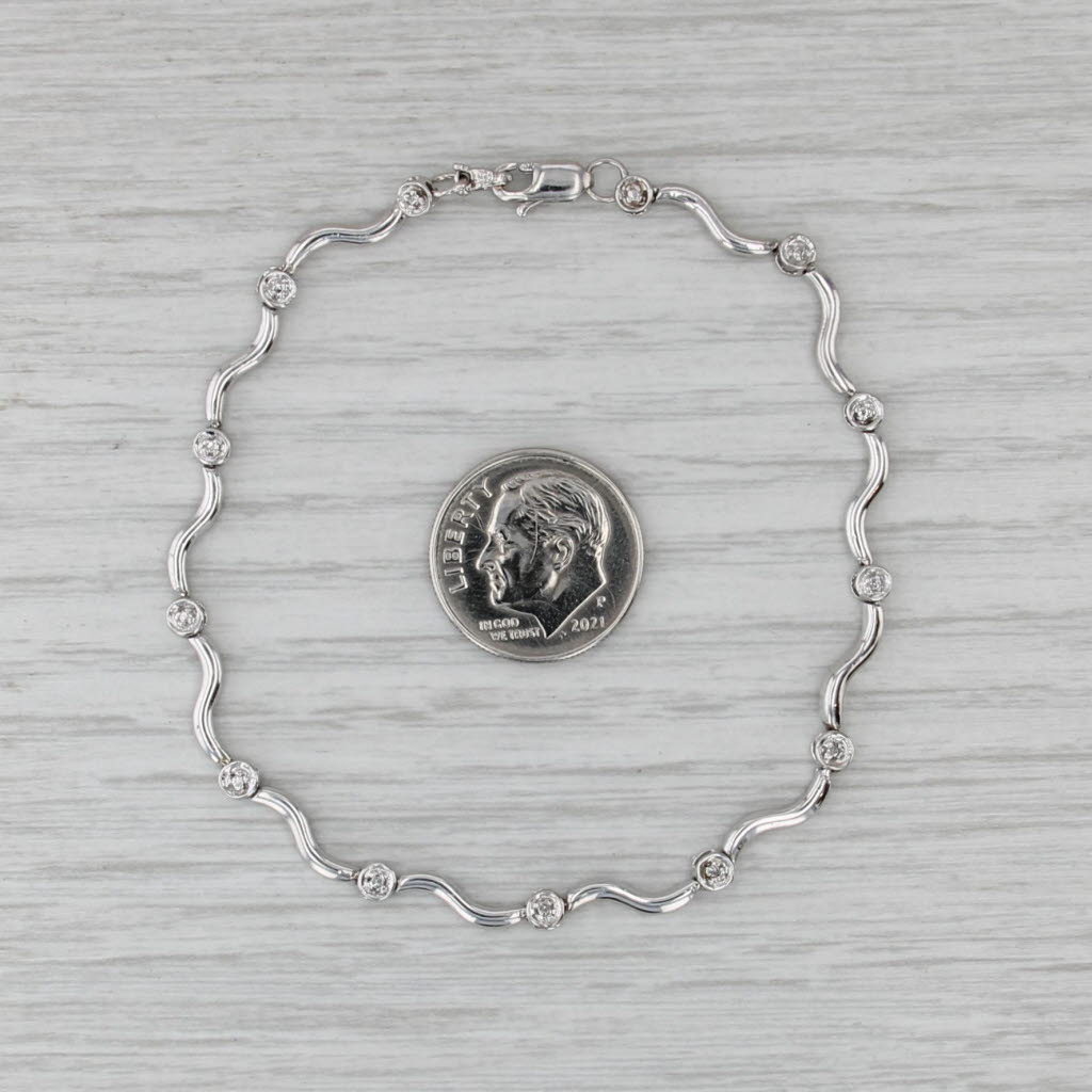 Diamond Bar Link Tennis Bracelet 10k White Gold 7.25"