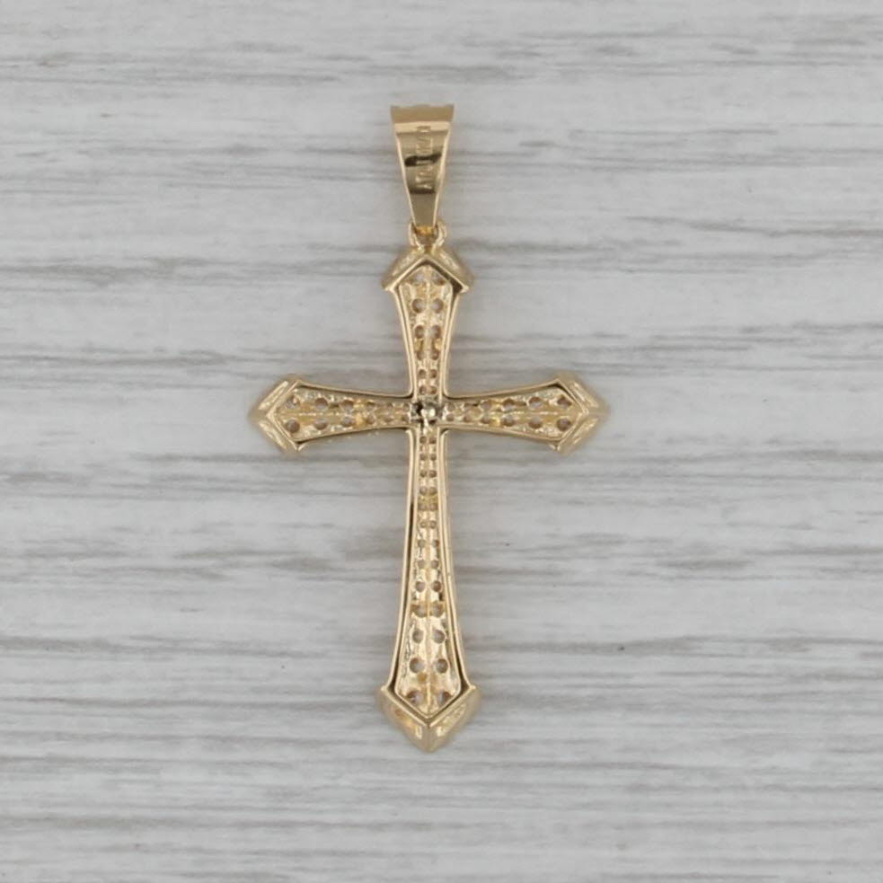 0.40ctw Cubic Zirconia Tapering Cross Pendant 18k Yellow Gold