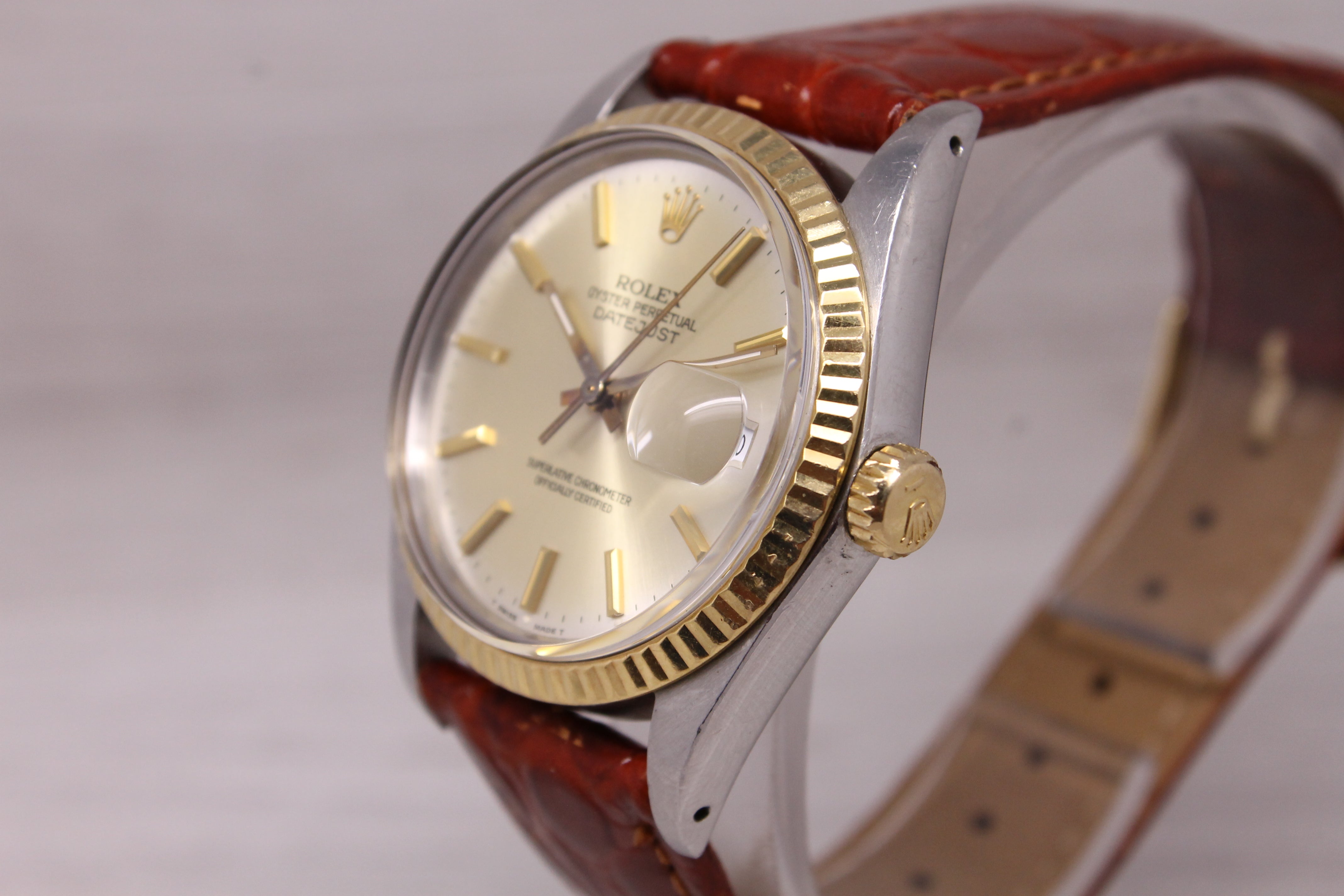 Vintage 1987 Rolex Datejust 16013 Mens 36mm 18k Steel Automatic Watch w Box