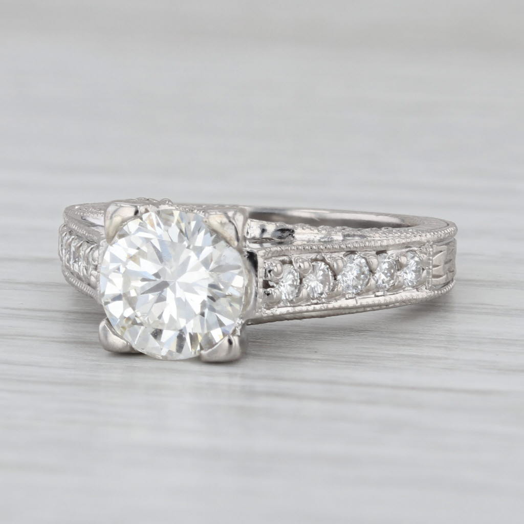 2.47ctw Round Diamond Engagement Ring Platinum Size 6.25 GIA Cathedral Band