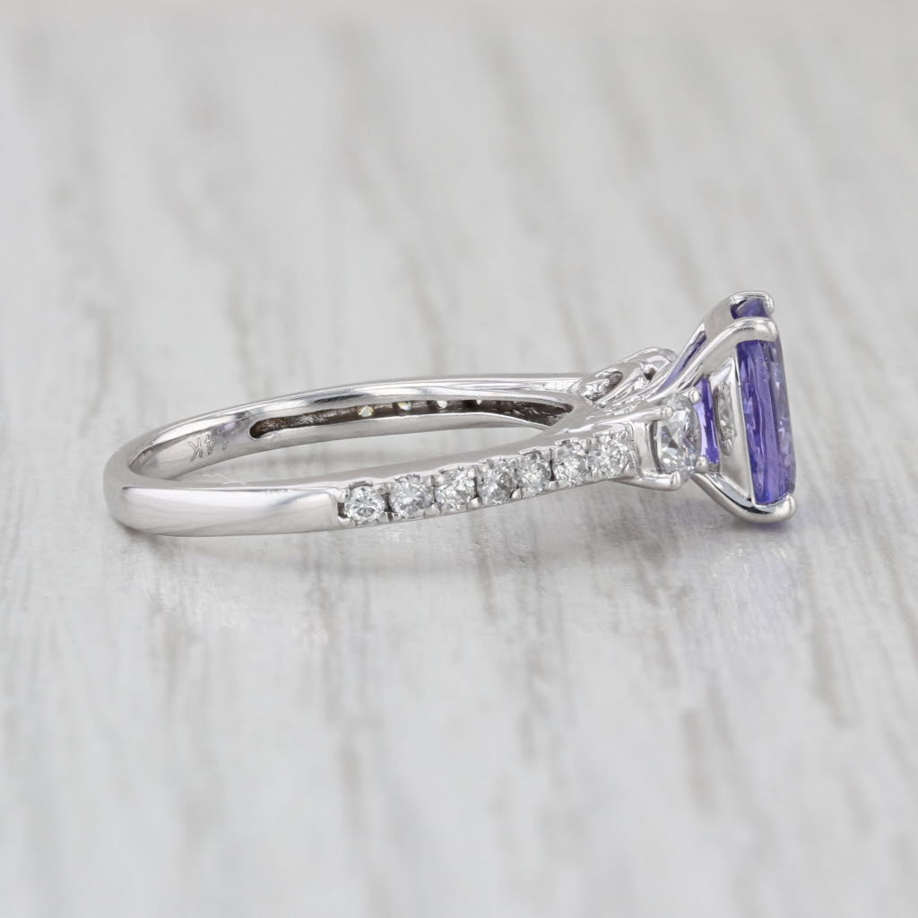 1.96ctw Cushion Tanzanite Diamond Ring 14k White Gold Size 5.5 Engagement