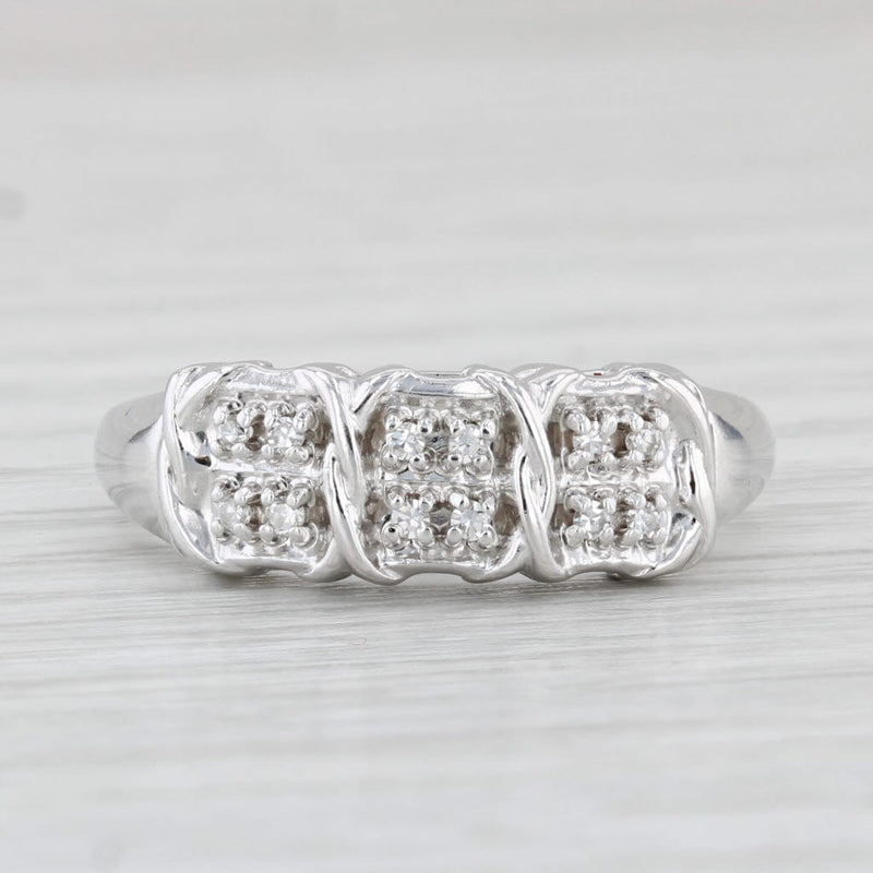 0.10ctw Diamond Clusters Ring 14k White Gold Size 7