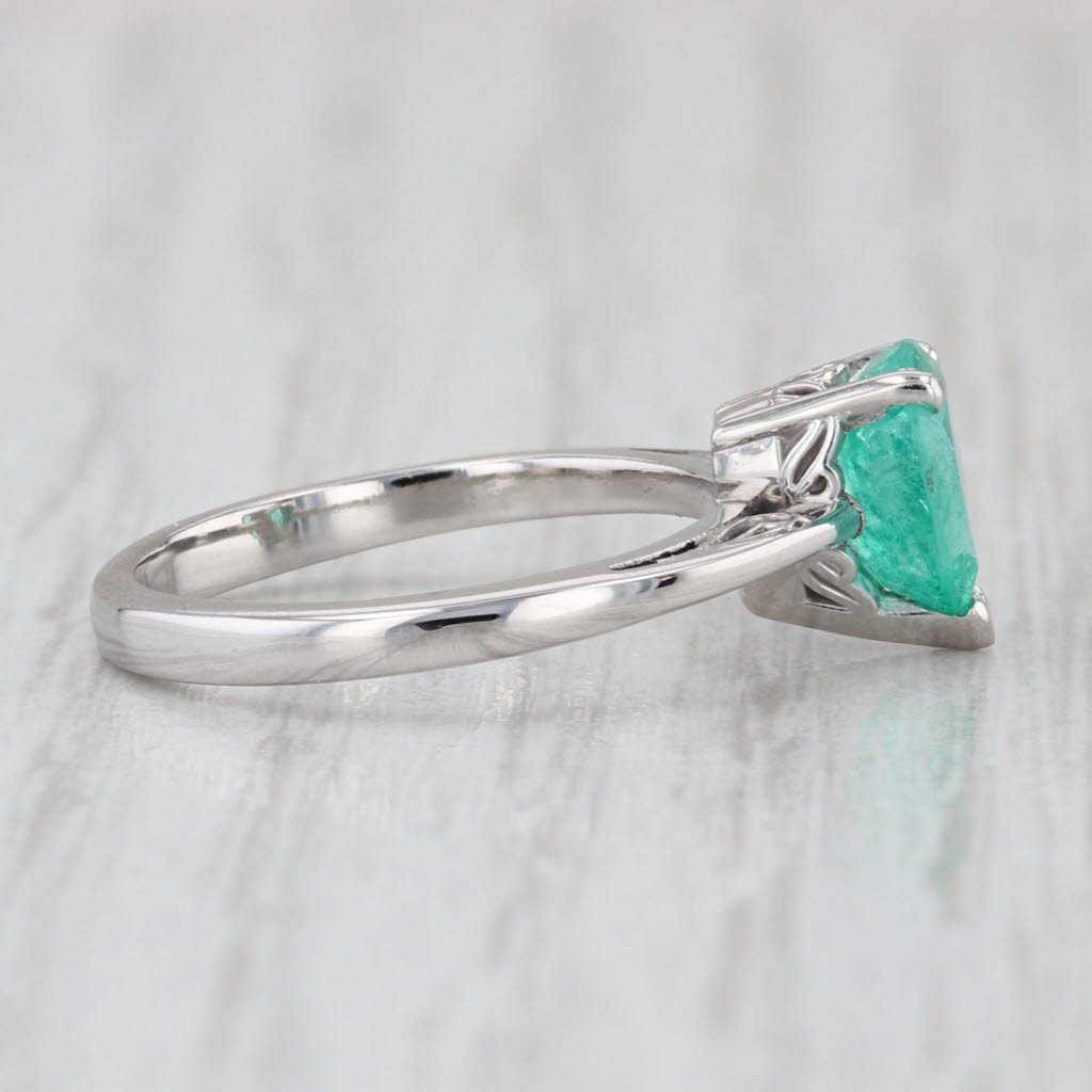 0.65ct Emerald Pear Solitaire Ring 14k White Gold Size 5 Engagement