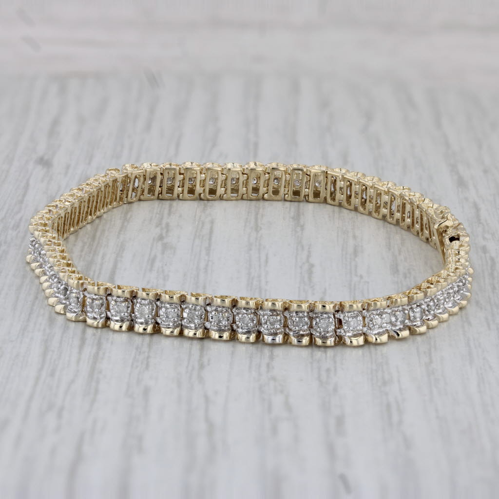 Gray 0.33ctw Diamond Tennis Bracelet 14k Yellow Gold 7.25" 4.9mm