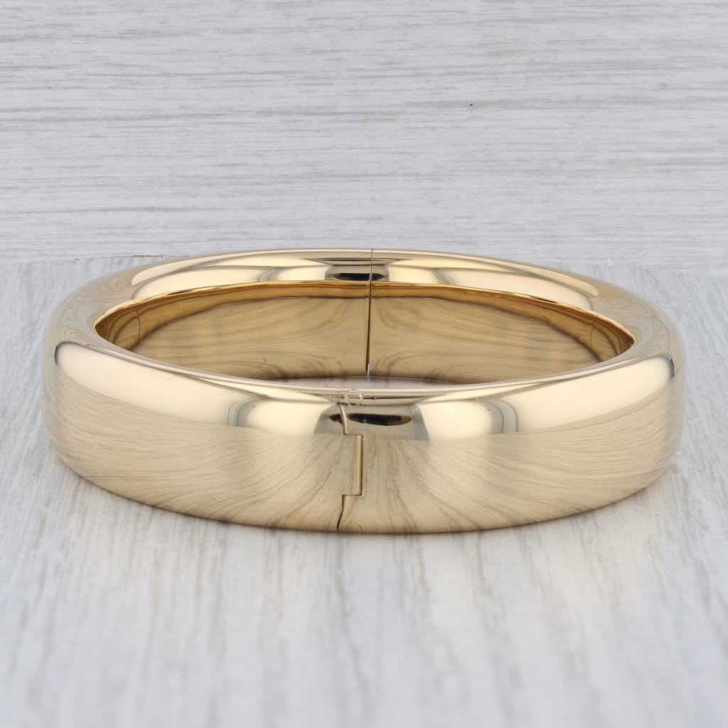 Gray Georg Jensen Denmark Classic Bangle Bracelet 18k Yellow Gold 7" 15mm Pouch