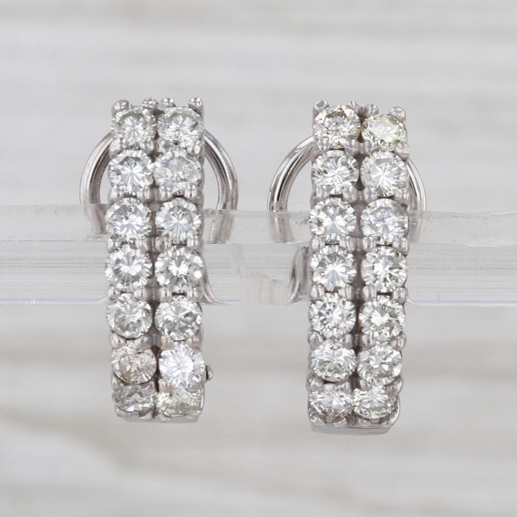 2ctw Diamond Drop Earrings 14k White Gold J-Hook Omega Backs