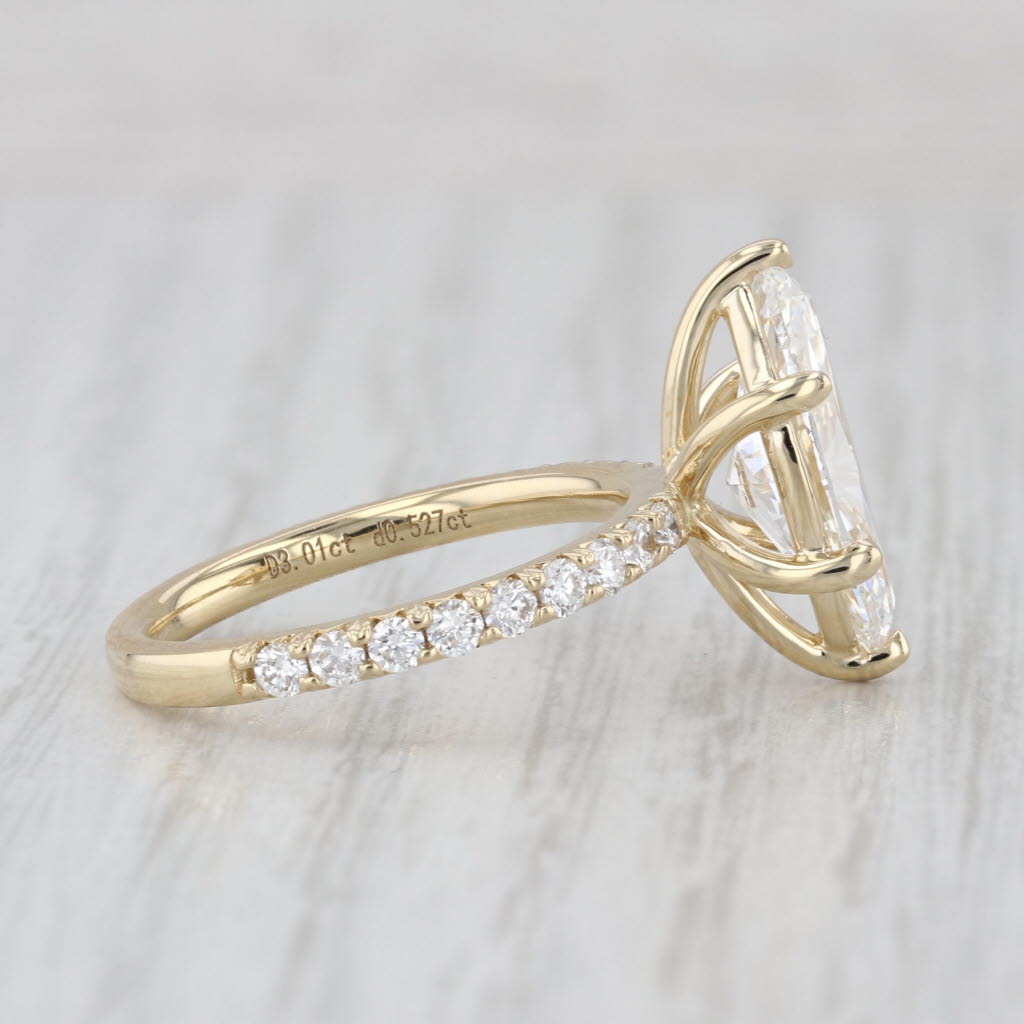 New IGI 3.54ctw Lab Grown Diamond Marquise Engagement Ring 14k Gold Size 6.5