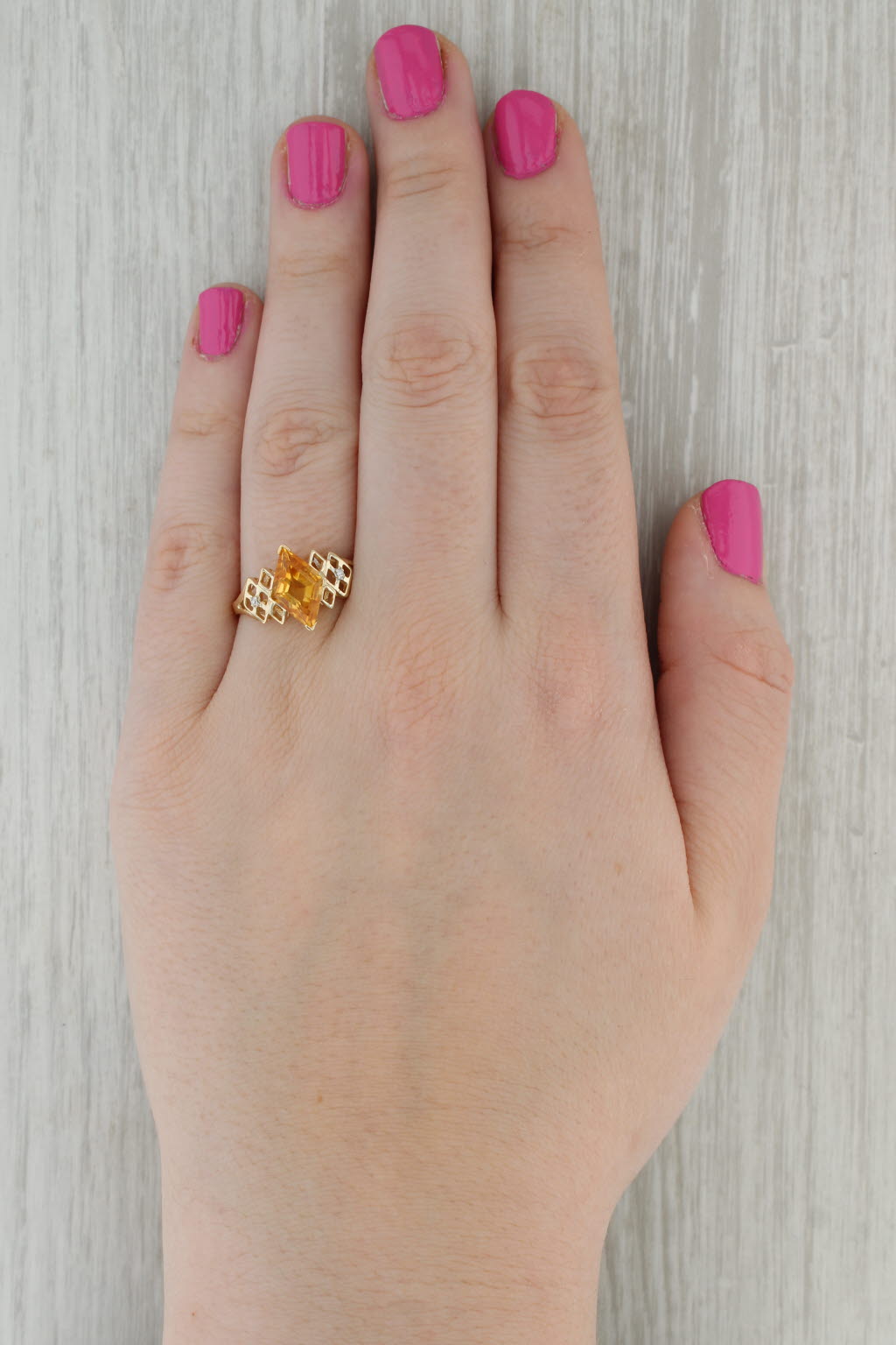 Dark Gray 1.75ct Orange Citrine Diamond Ring 10k Yellow Gold Size 10