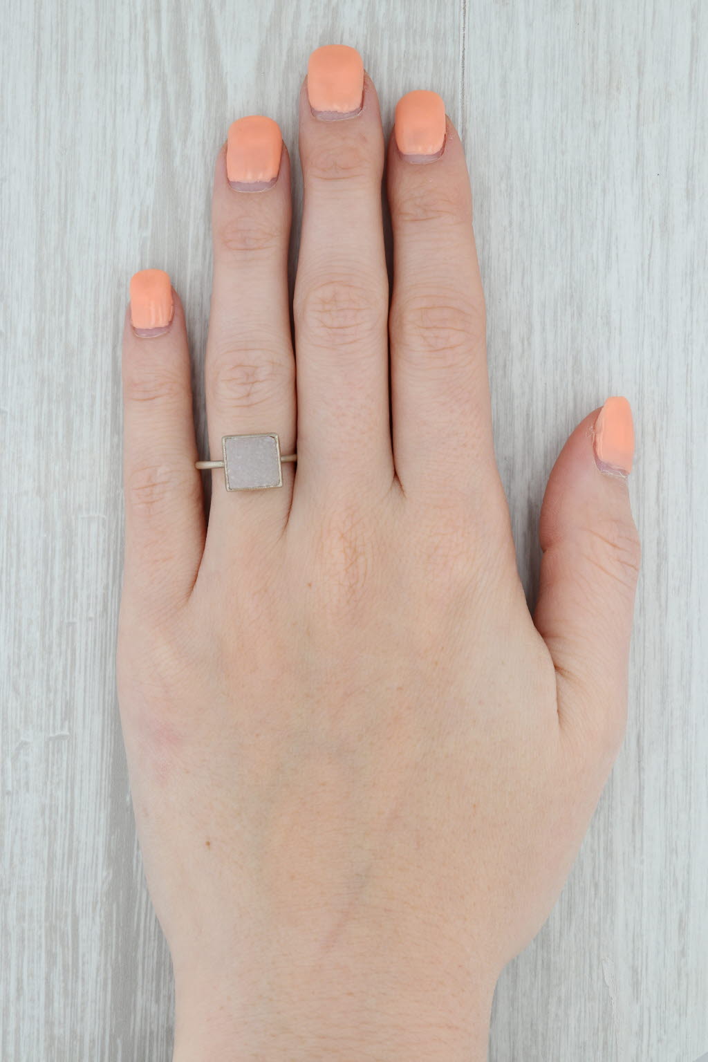 New Nina Wynn Ring Druzy White Quartz Sterling Silver Size 6.75 Statement