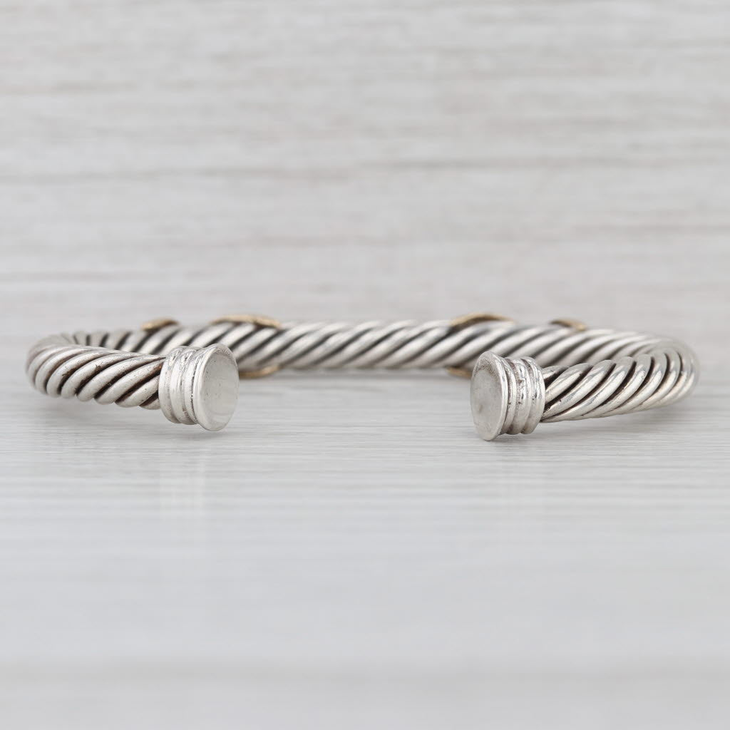 Cable Twsit X Cuff Bracelet Sterling Silver 14k Gold 7.5"