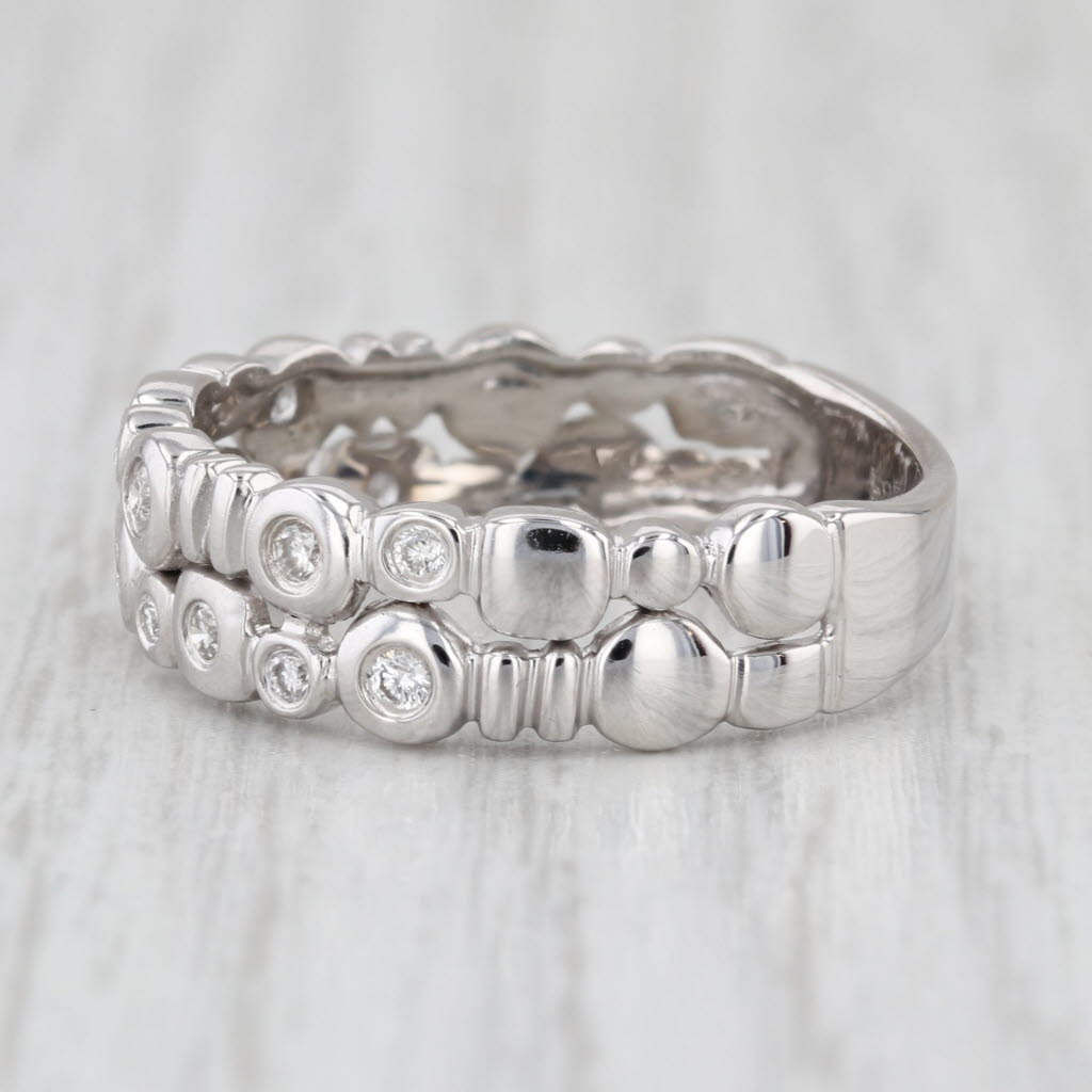 Sonia B 0.27ctw Diamond Double Band Ring 14k White Gold Wedding Stackable