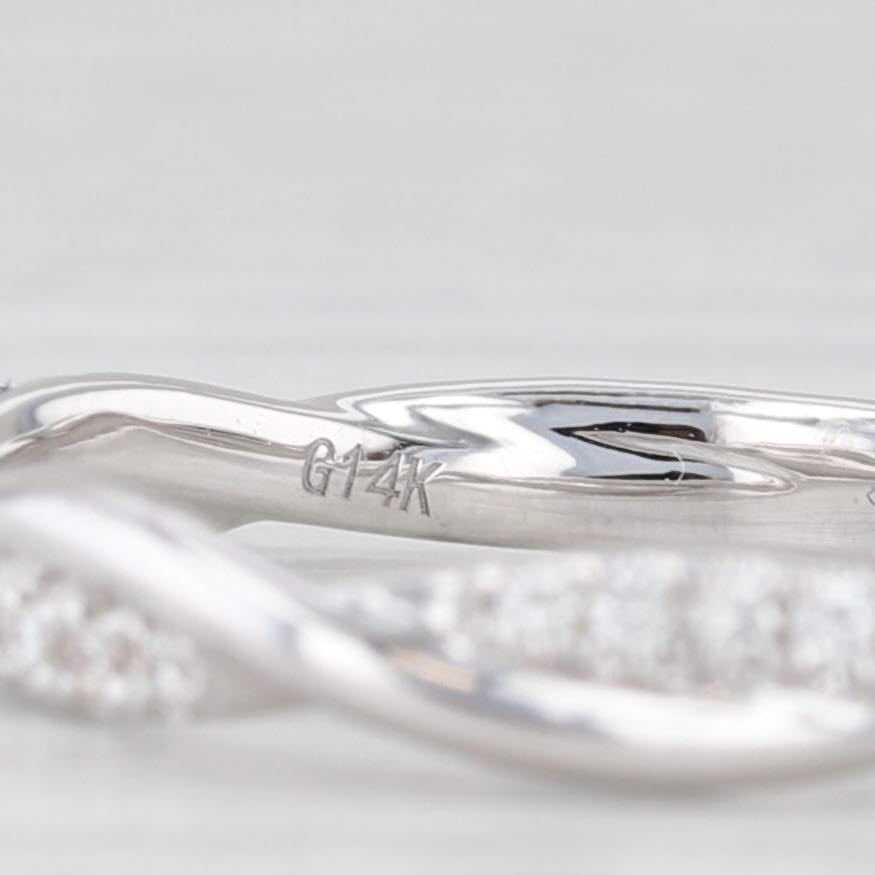 Light Gray New 0.17ctw Diamond Wedding Band 14k White Gold Stackable Anniversary Ring 6.5