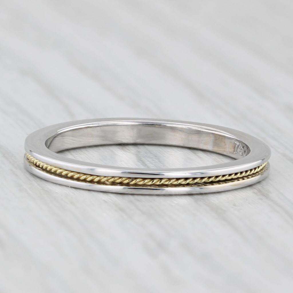 Light Gray Hidalgo 2-Toned Band 18k White Yellow Gold Size 6.5 Stackable Wedding Ring