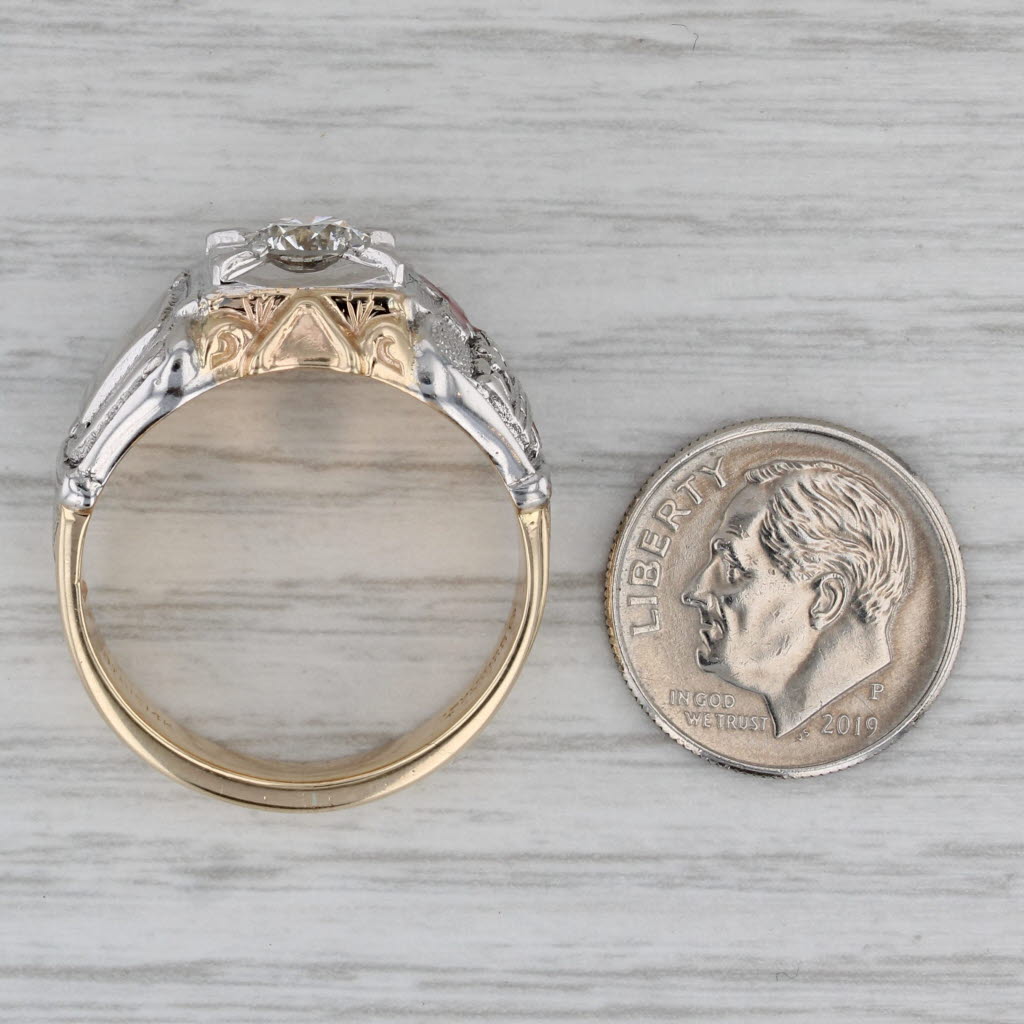 Gray 0.93ct Diamond Masonic Royal Arch Knights Templar Ring 14k Gold Size 11.5
