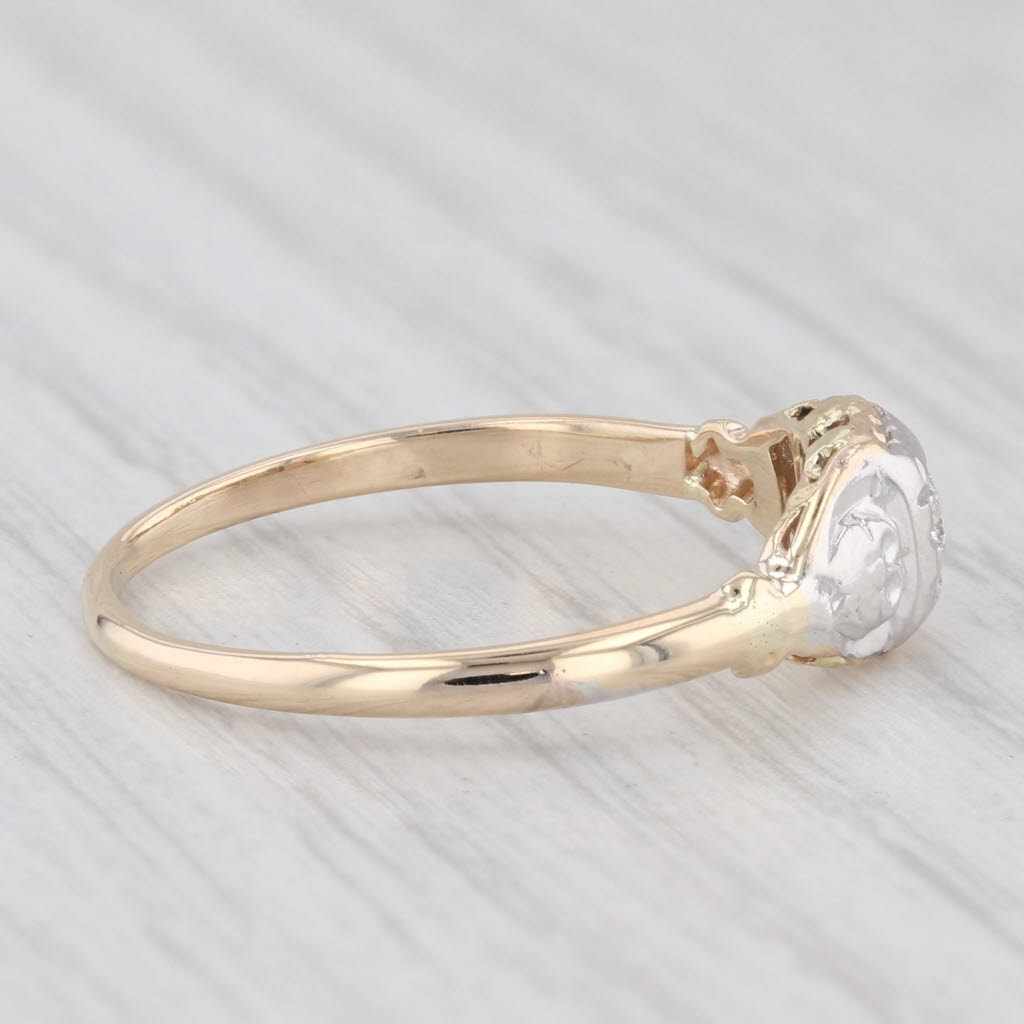 Light Gray Vintage Diamond Engagement Ring 2-Toned 14K Yellow White Gold Size 8.75