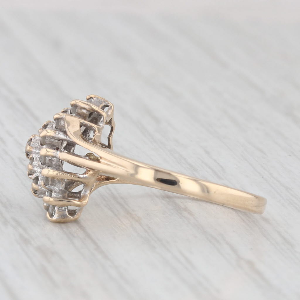 Light Gray 0.25ctw Diamond Cluster Ring 14k Yellow Gold Size 6.25 Bypass