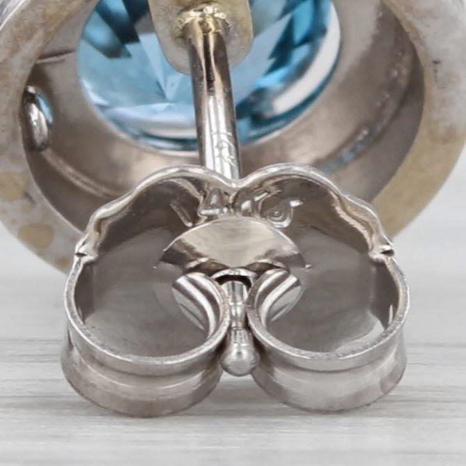 2ctw Round Blue Topaz Solitaire Stud Earrings 14k White Gold Studs