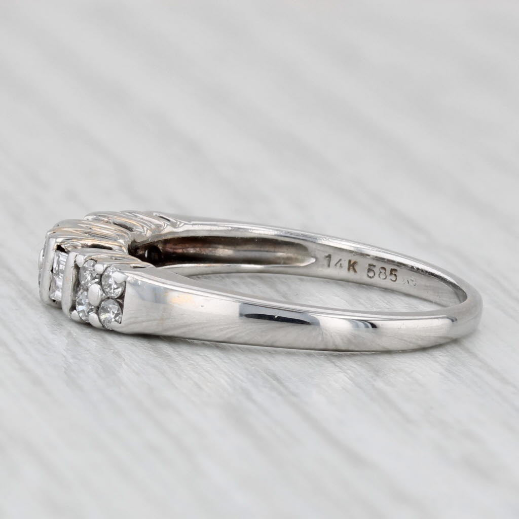 0.11ctw Diamond Wedding Band 14k White Gold Size 5.5 Stackable Anniversary Ring