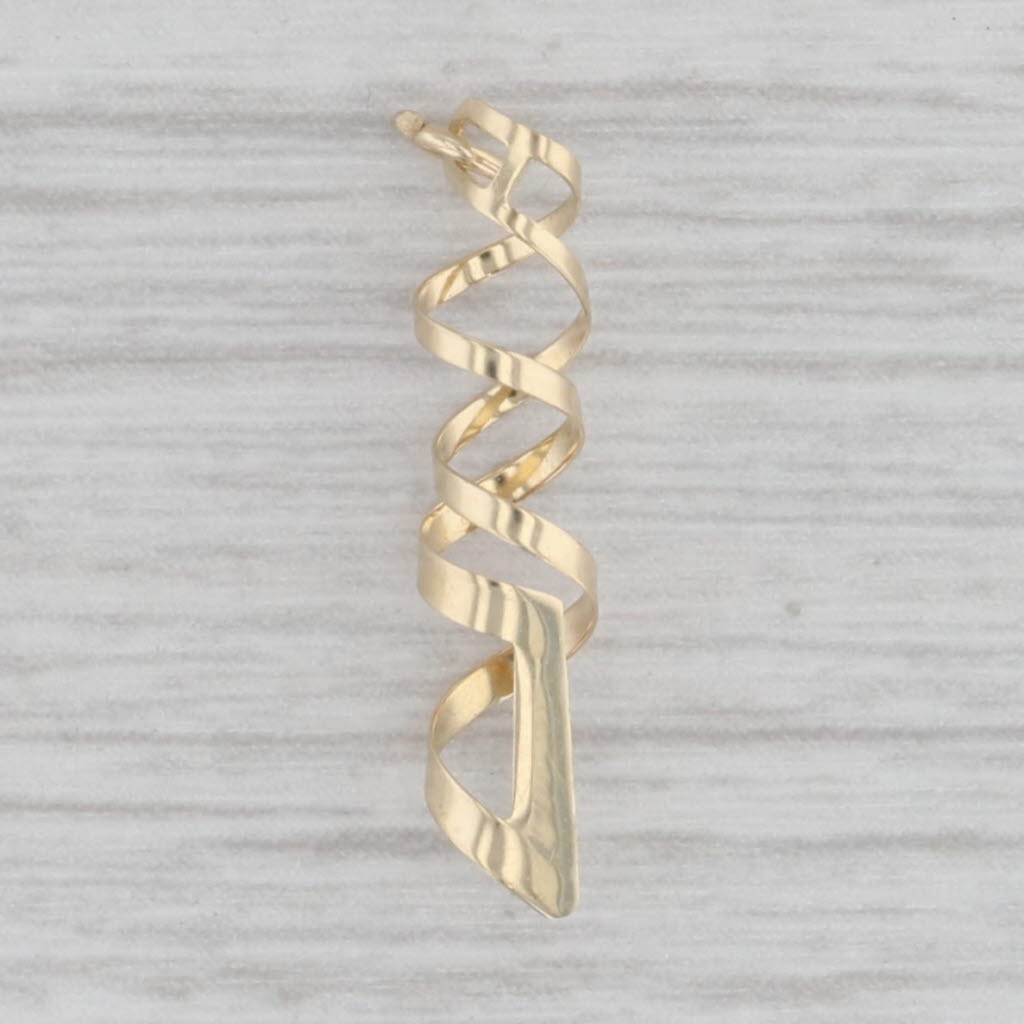 Gray Small Twist Coil Spiral Pendant Charm 14k Yellow Gold