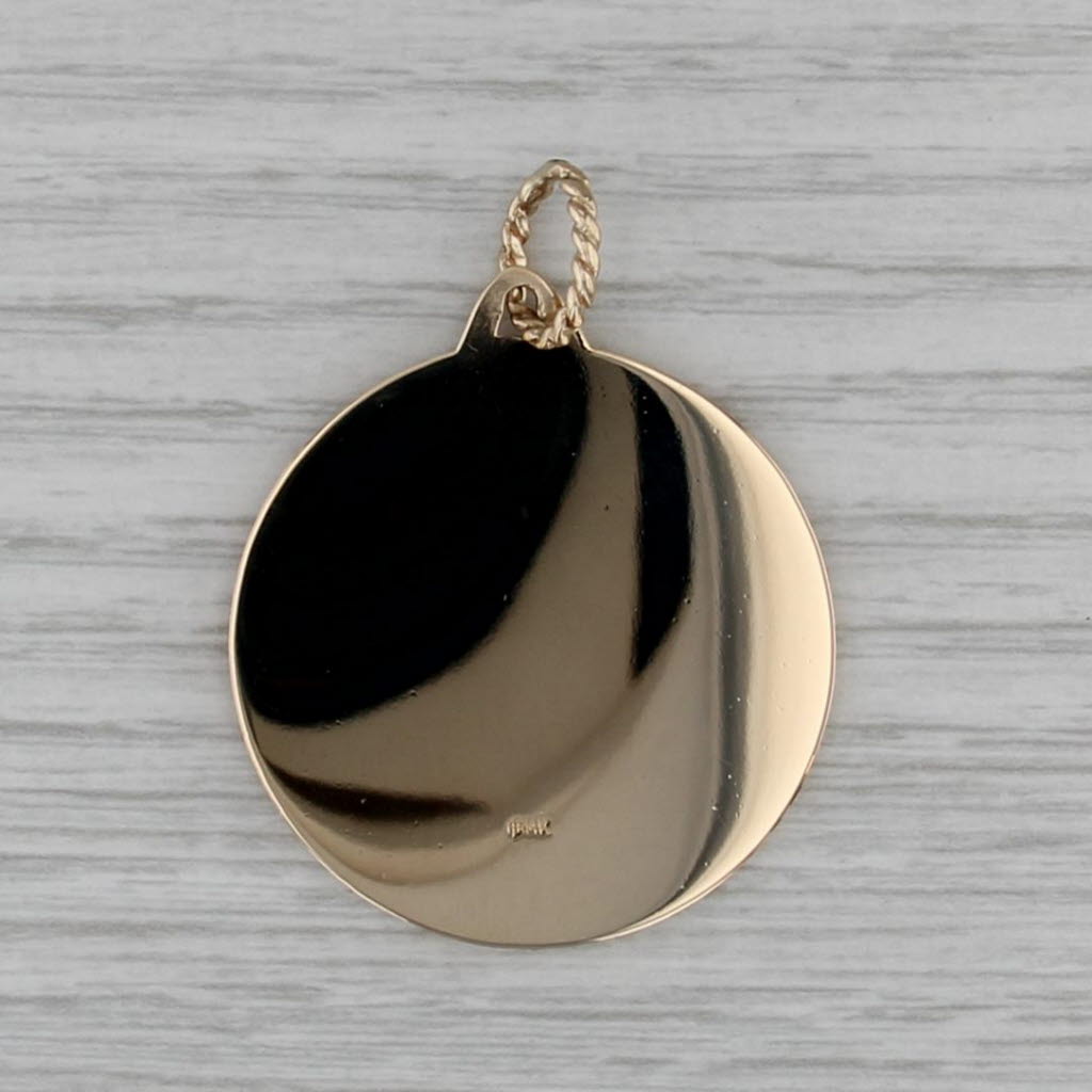 Large Saint Christopher Medallion Pendant 14k Yellow Gold Catholic Token