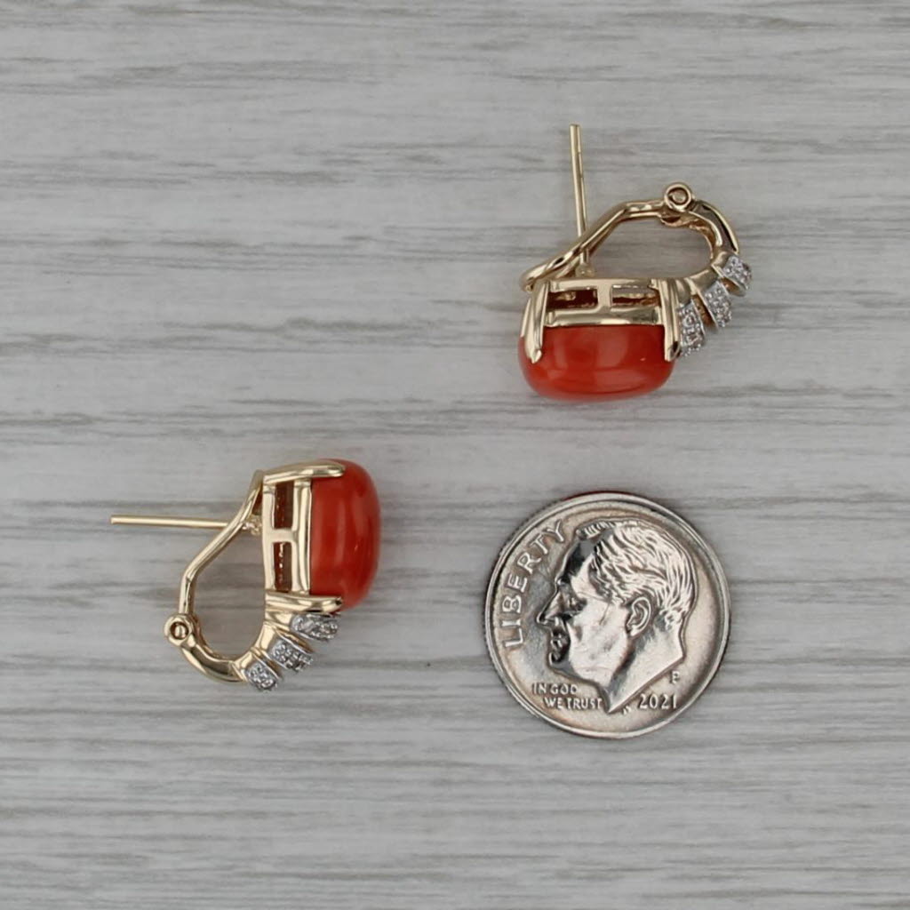 Le Vian Coral Diamond J-Hook Earrings 14k Yellow Gold Omega Back Drops