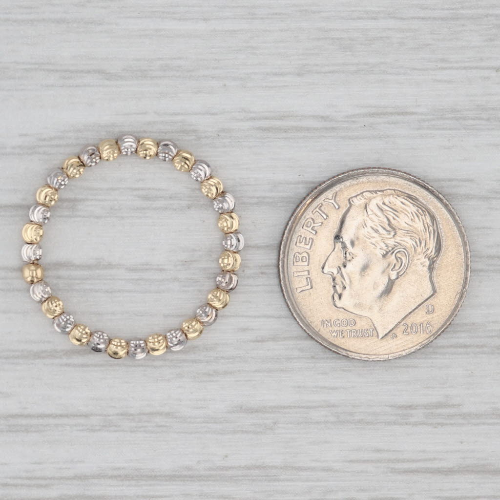 Gray New Yellow White Gold Bead Ring Stackable Band 14k 2-Toned Size 5.75