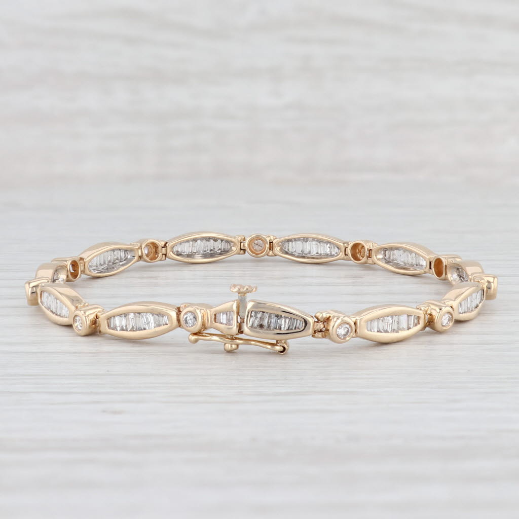 Light Gray 2ctw Diamond Tennis Bracelet 14k Yellow Gold 7" 4.7mm