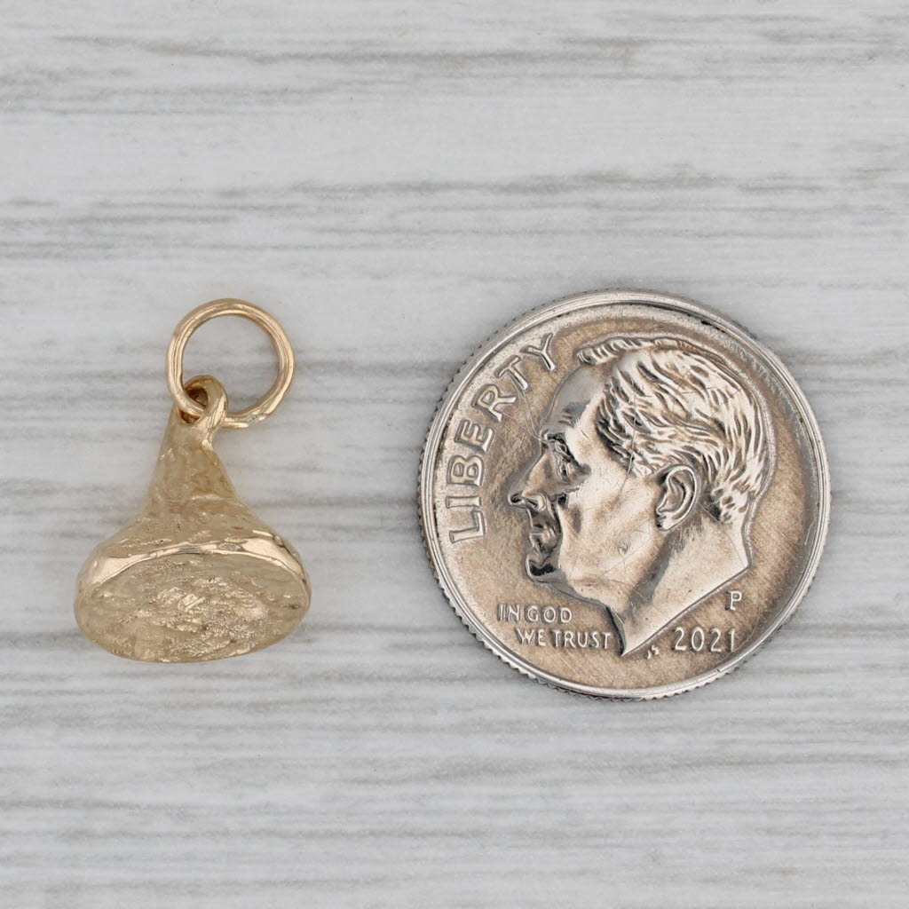 Gray Small Hershey Kiss Charm 14k Yellow Gold Pendant