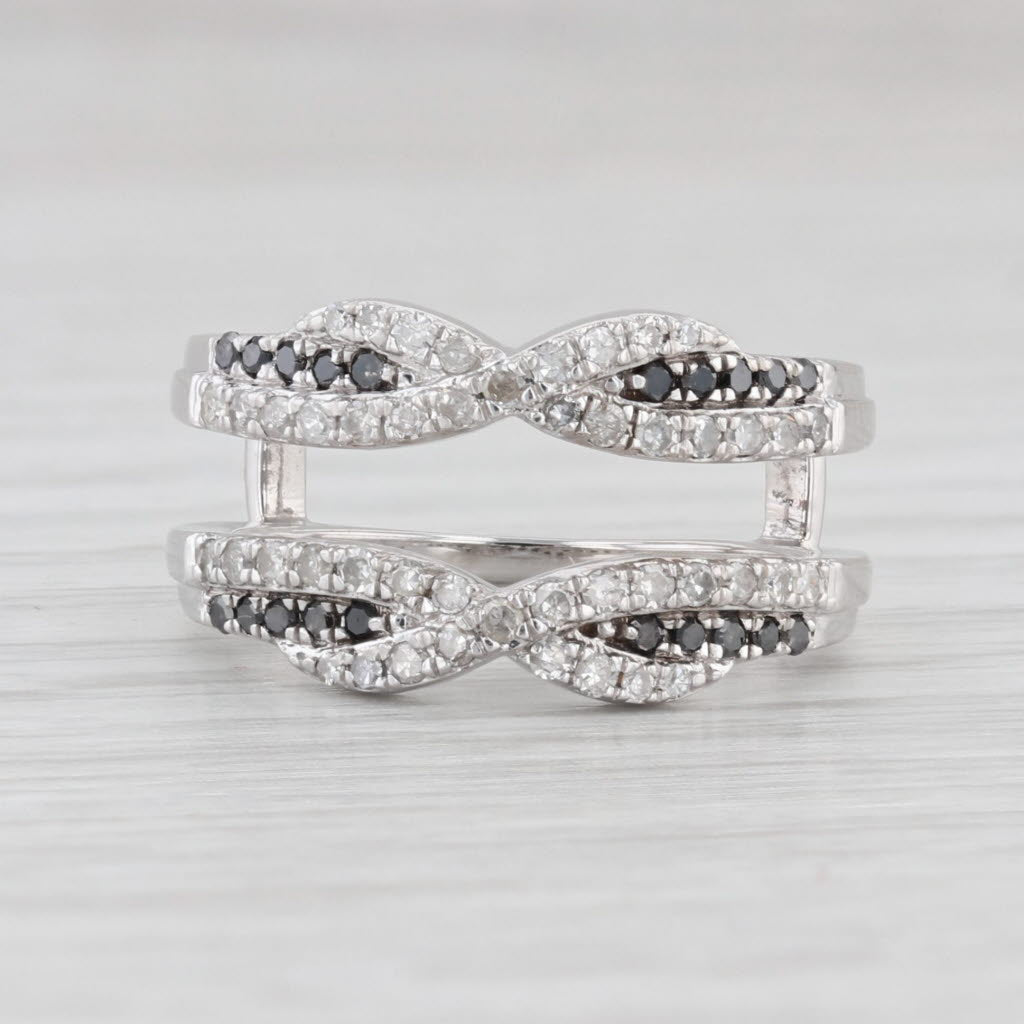 Light Gray 0.23ctw Black White Diamond Ring Jacket 14k White Gold Size 5 Enhancer Bridal