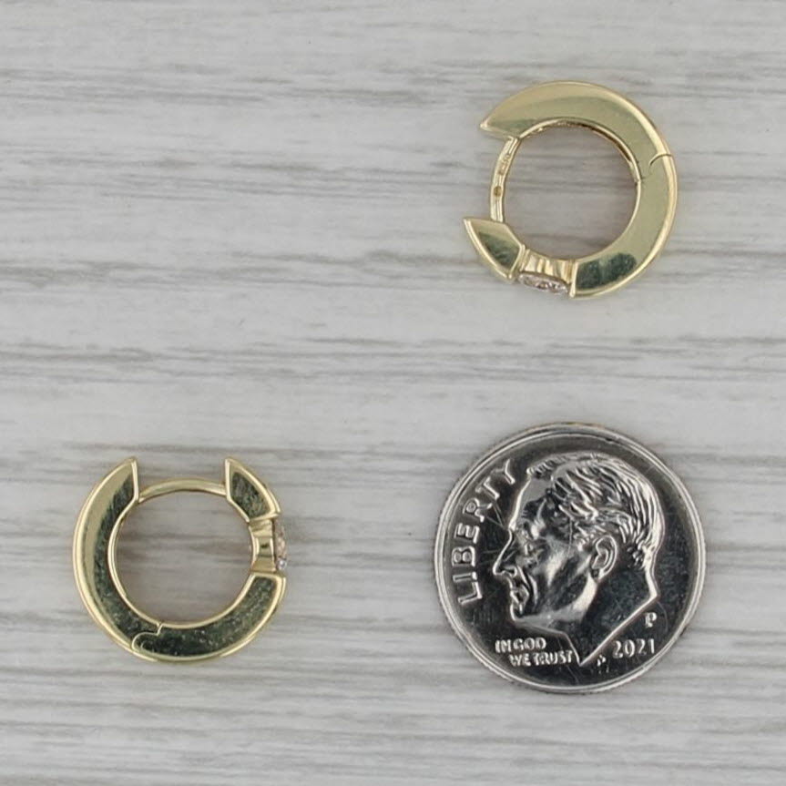 0.45ctw Diamond Hoop Huggie Earrings 14k Yellow Gold Round Hoops Snap Top