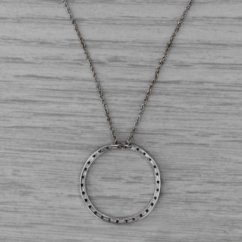 0.23ctw Diamond Eternity Circle Pendant Necklace 10k White Gold 19" Rope Chain