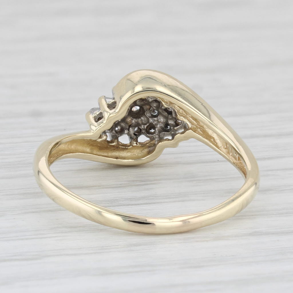Light Gray 0.13ctw Diamond Cluster Ring 10k Yellow Gold Size 9 Bypass