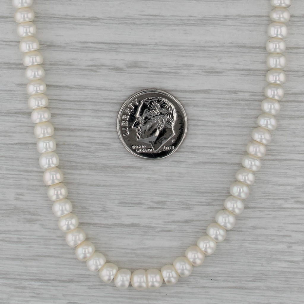 Cultured Pearl Single Strand Bead Necklace 14k Gold Bead Clasp 18.5" 5.2-5.3mm